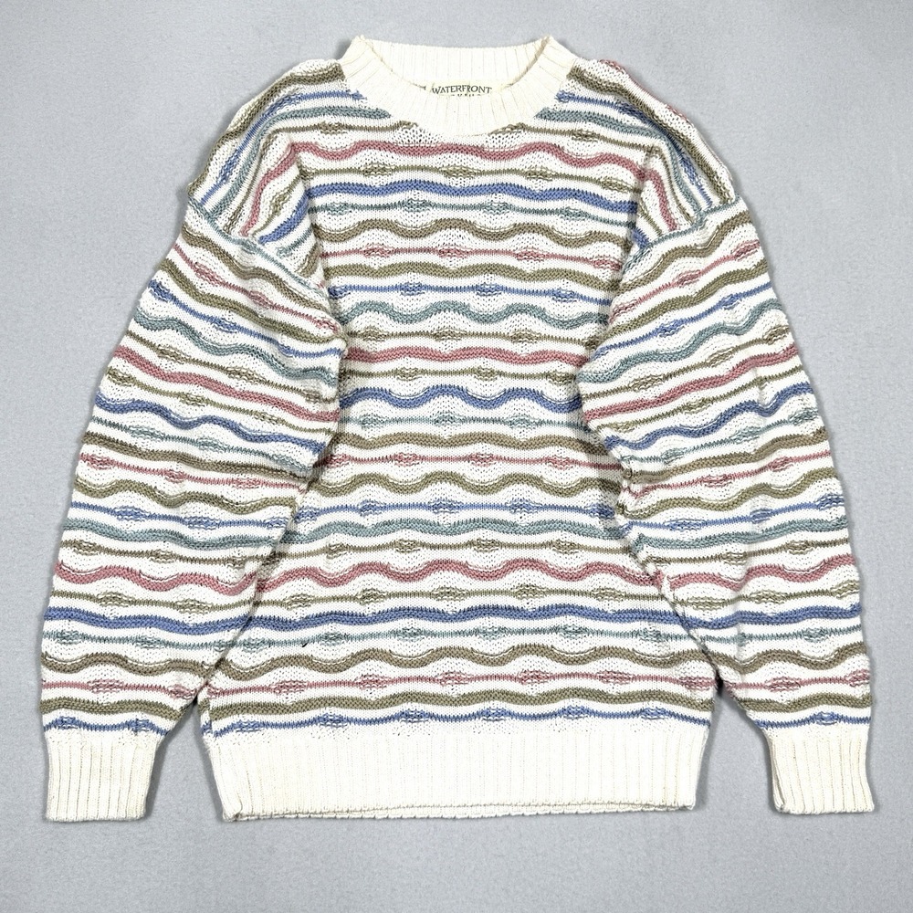 Vintage Coogi Style 3D Knit Sweater Womens Large 90s Chunky Knit Art Made in USA